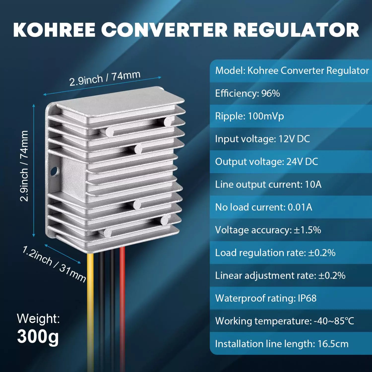 Kohree 12v to 24v step up converter specification