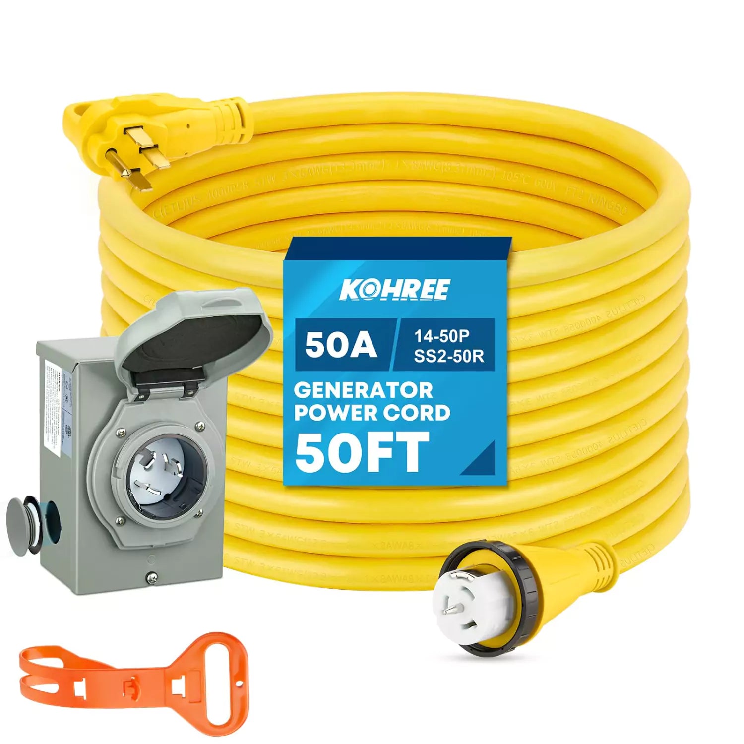 50 amp 50 ft generator cord and inlet box kit