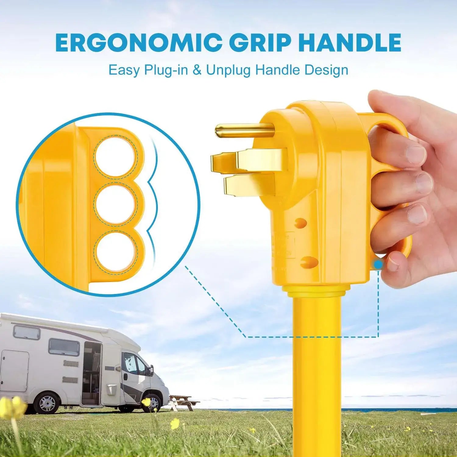 50A-RV male plug ergonomic grip handle