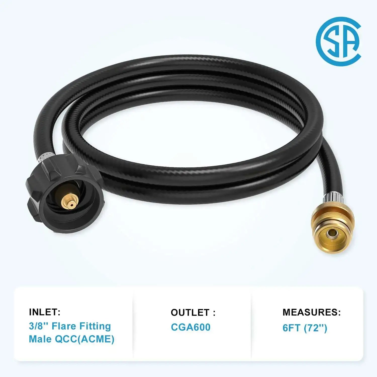 6 feet propane hose and adapter specification