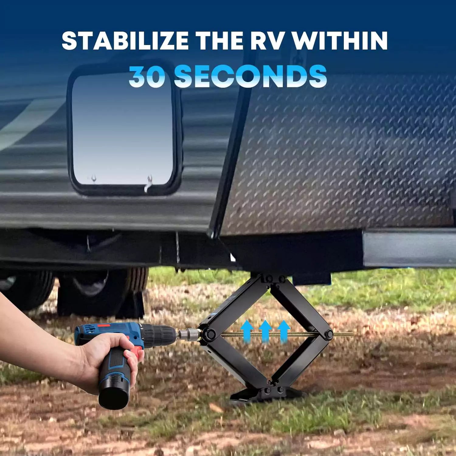 Stabilize the RV within 30 seconds with 9500lbs RV stabilizer jacks