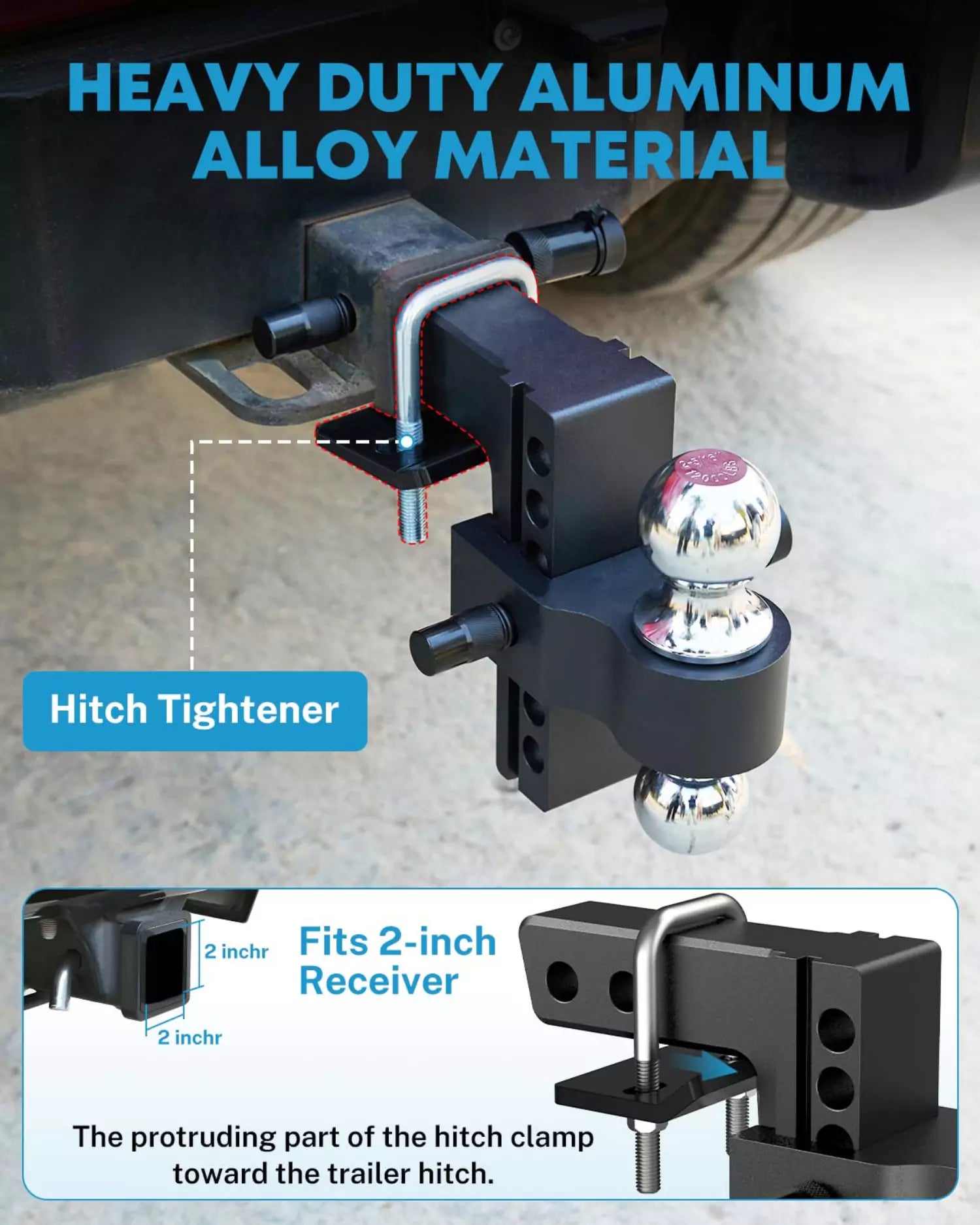 Heavy duty aluminum alloy material adjustable drop hitch