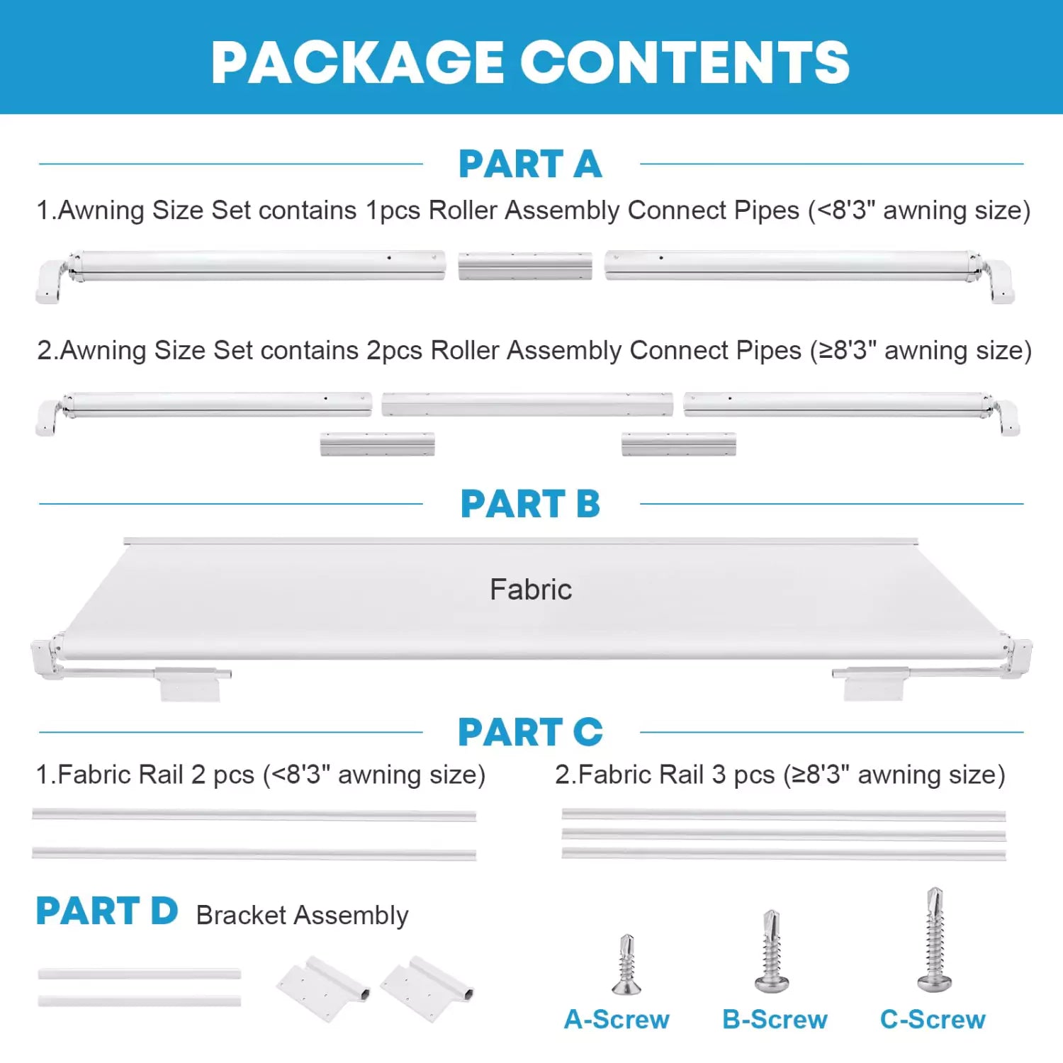 Awnings for RV slides package