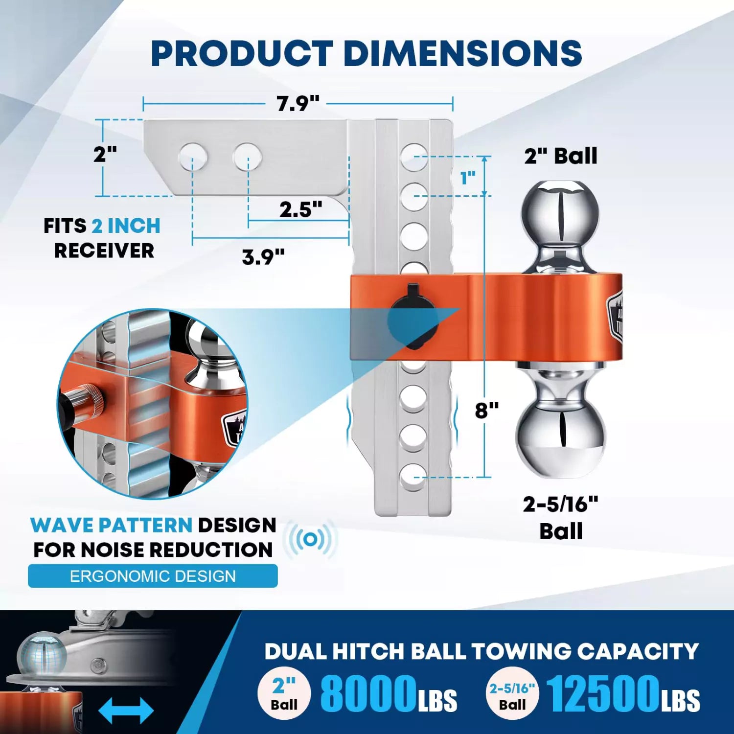 Kohree drop hitch 8 inch dimensions