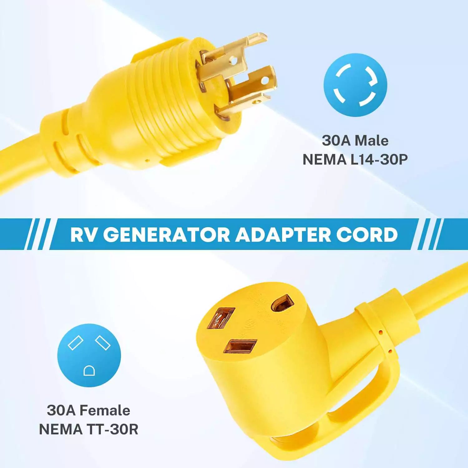 RV generator adapter cord L14 30P to TT 30R