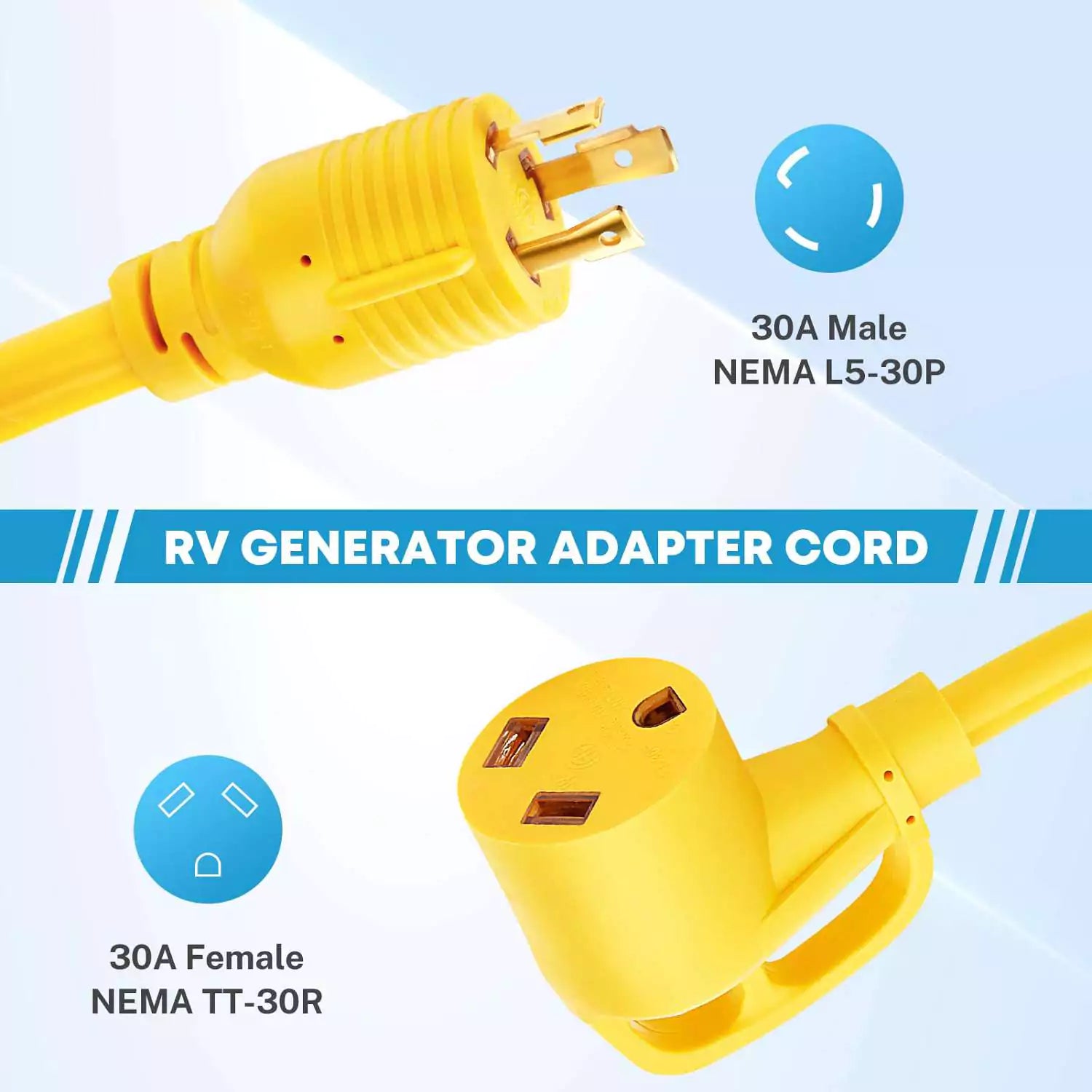 L5-30P to TT-30R Generator Plug Adapter Cord