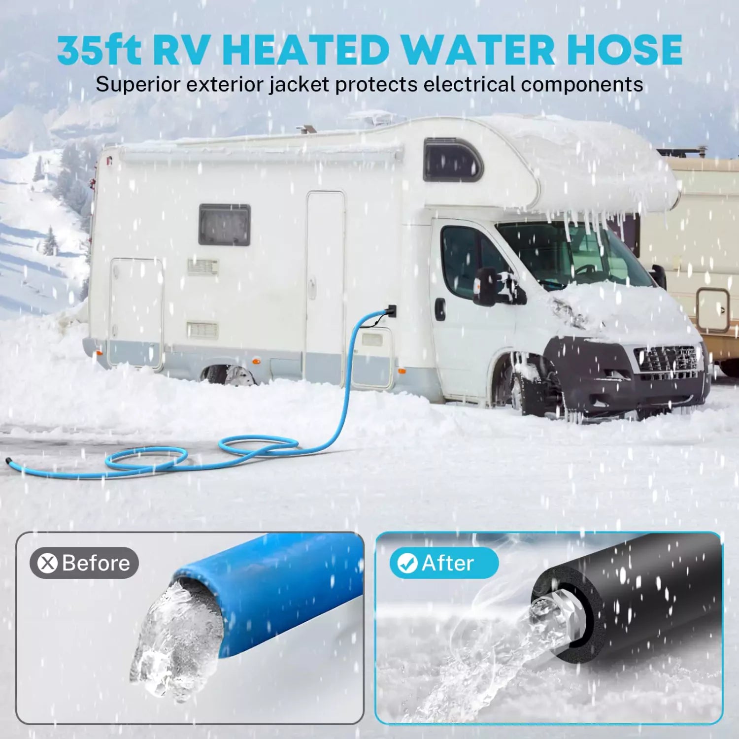 35 ft rv heated water hose usage comparison