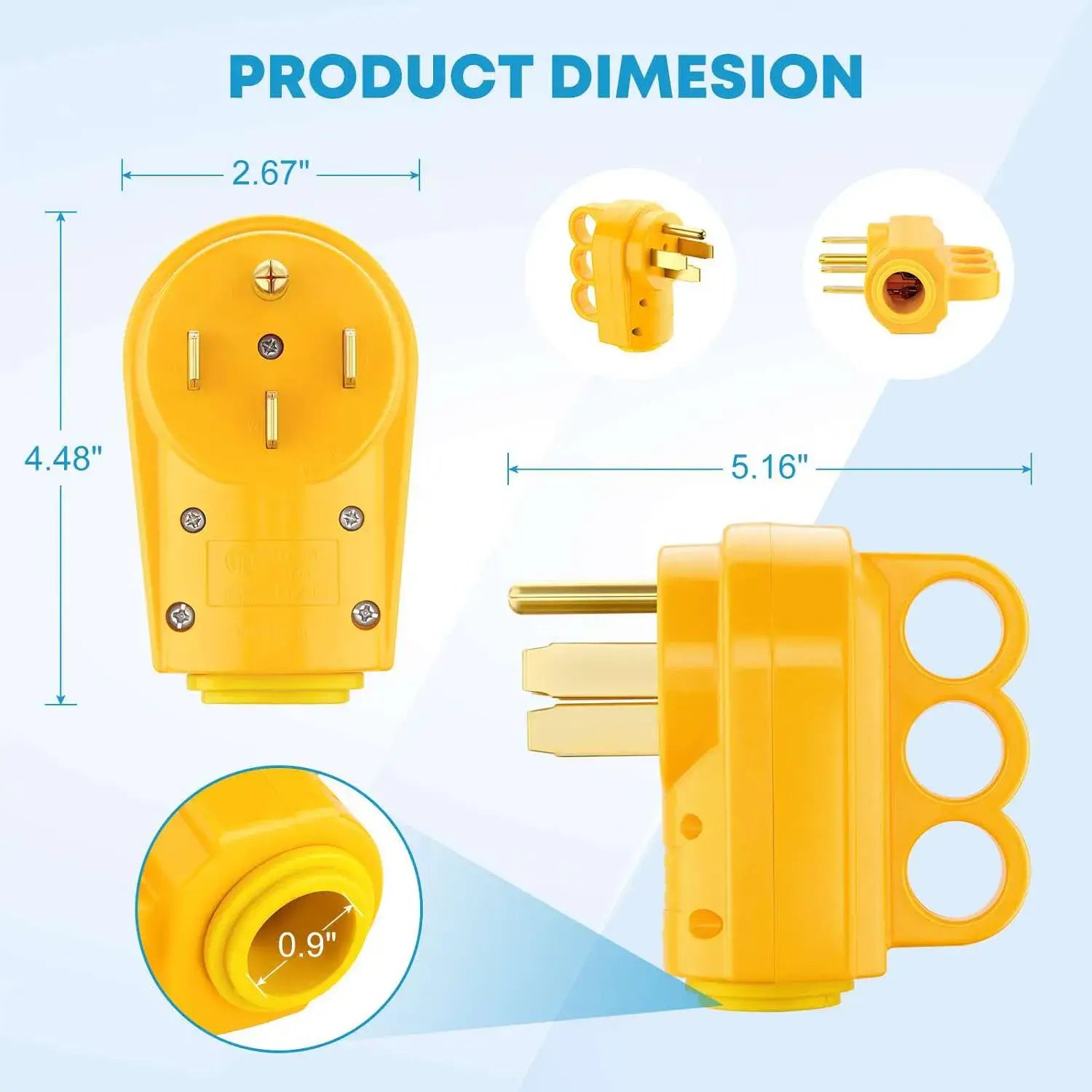 Kohree-50A RV male plug product dimension