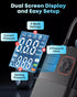 Kohree portable air tire inflator with dual screen display and easy setup diagram