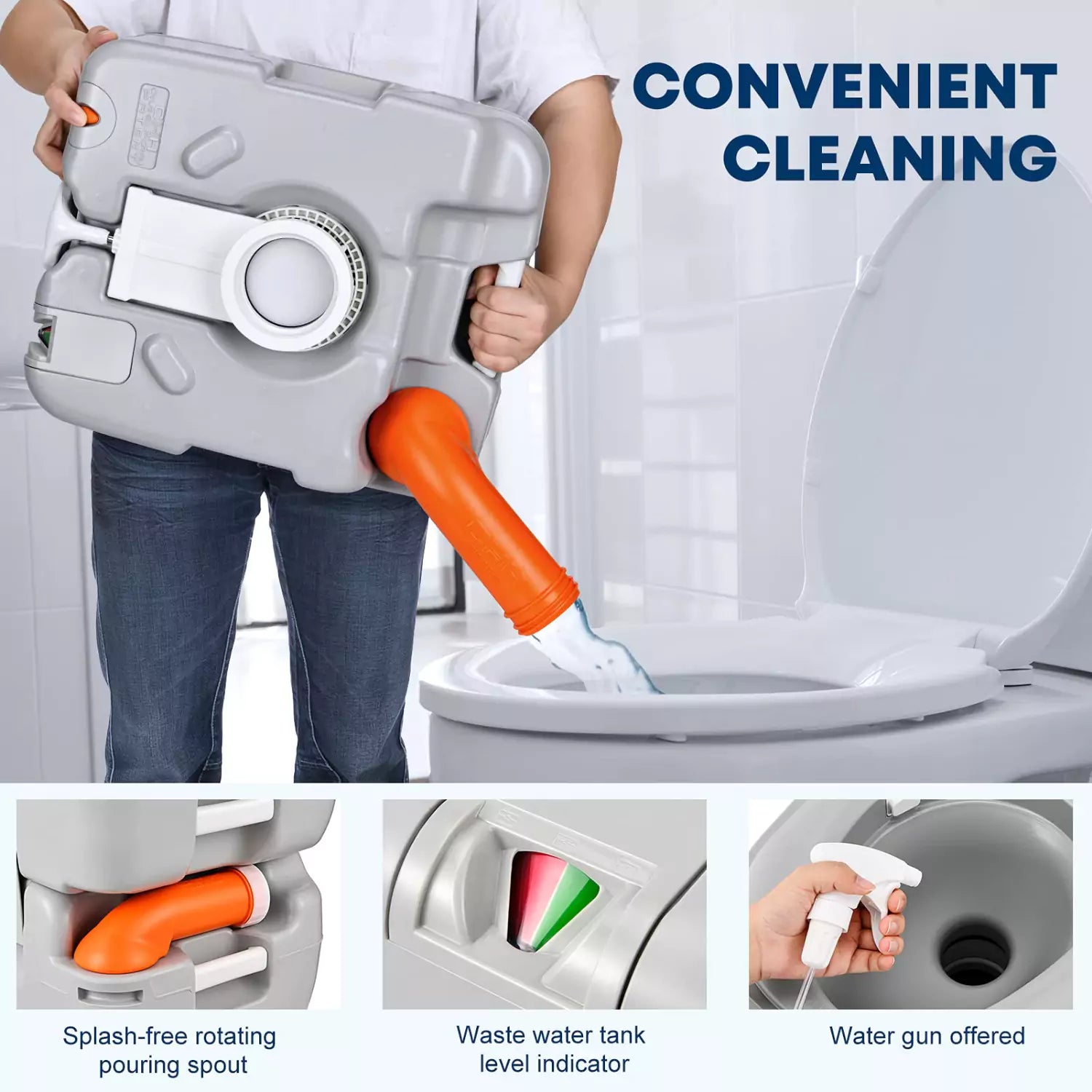 Convenient cleaning potty camping 58 gal