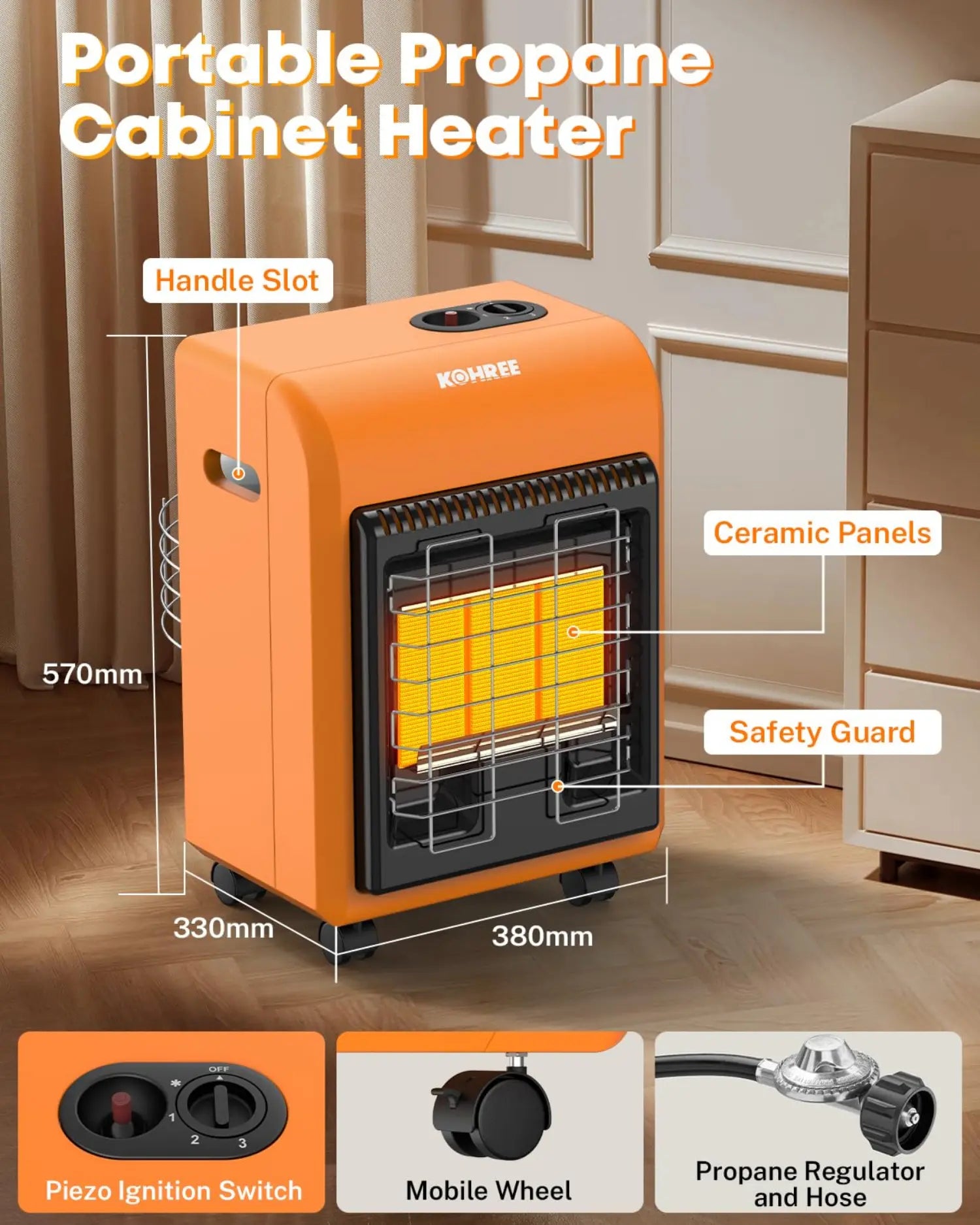 Kohree propane heater indoor orange