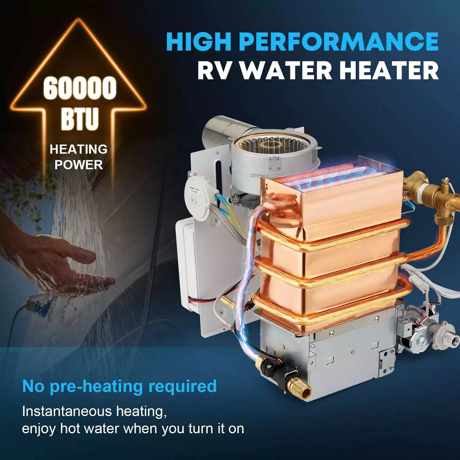 60000 BTU high performance RV water heater