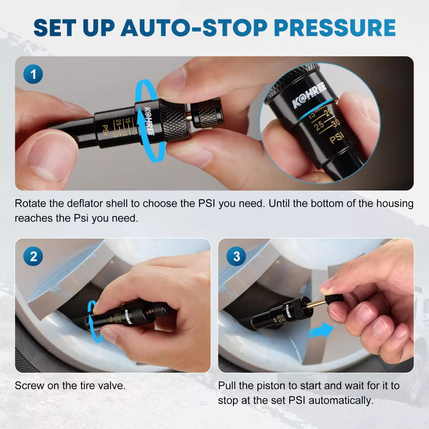 Set up auto-stop pressure tire deflation devices