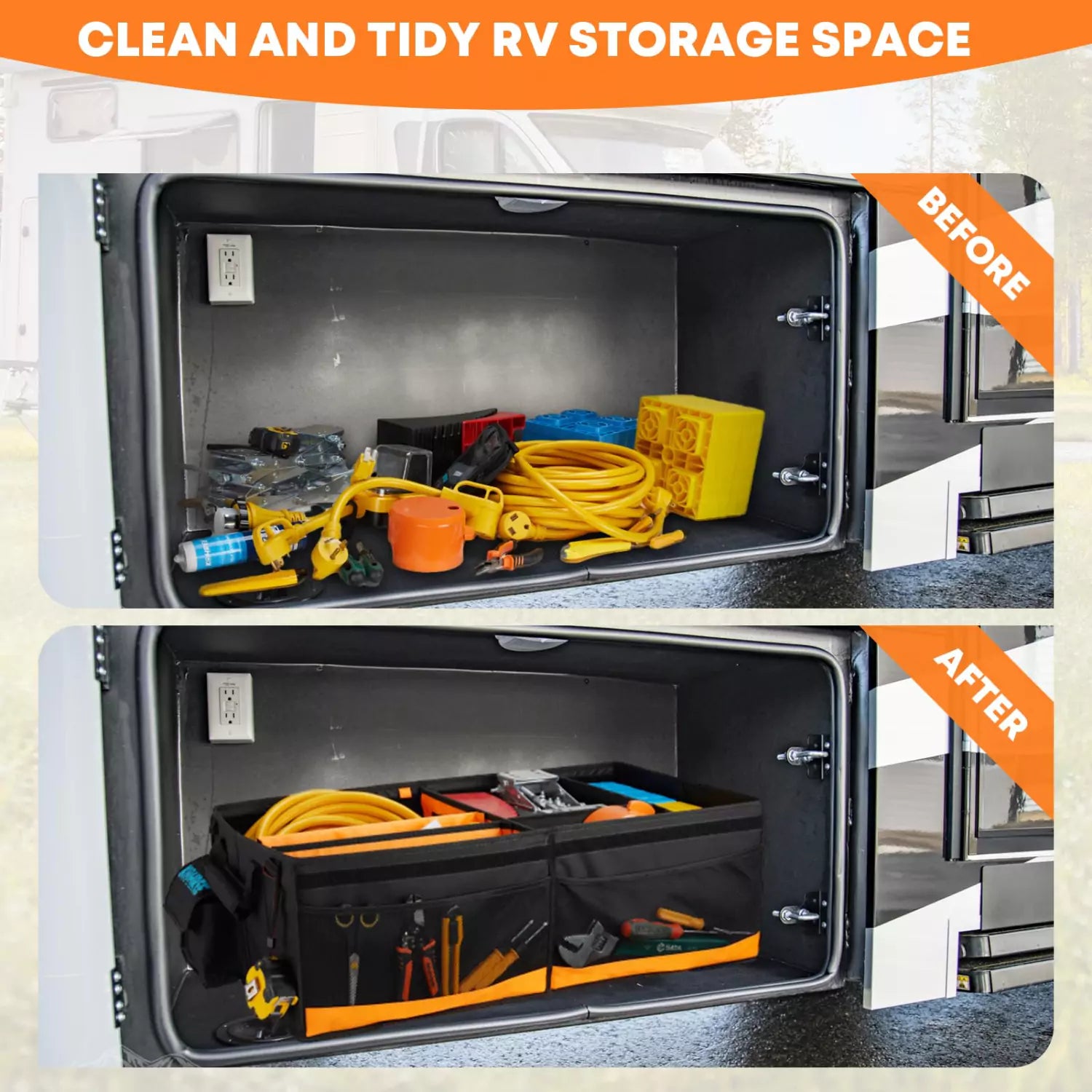 Clean and tidy RV storage space trunk organizer for SUV