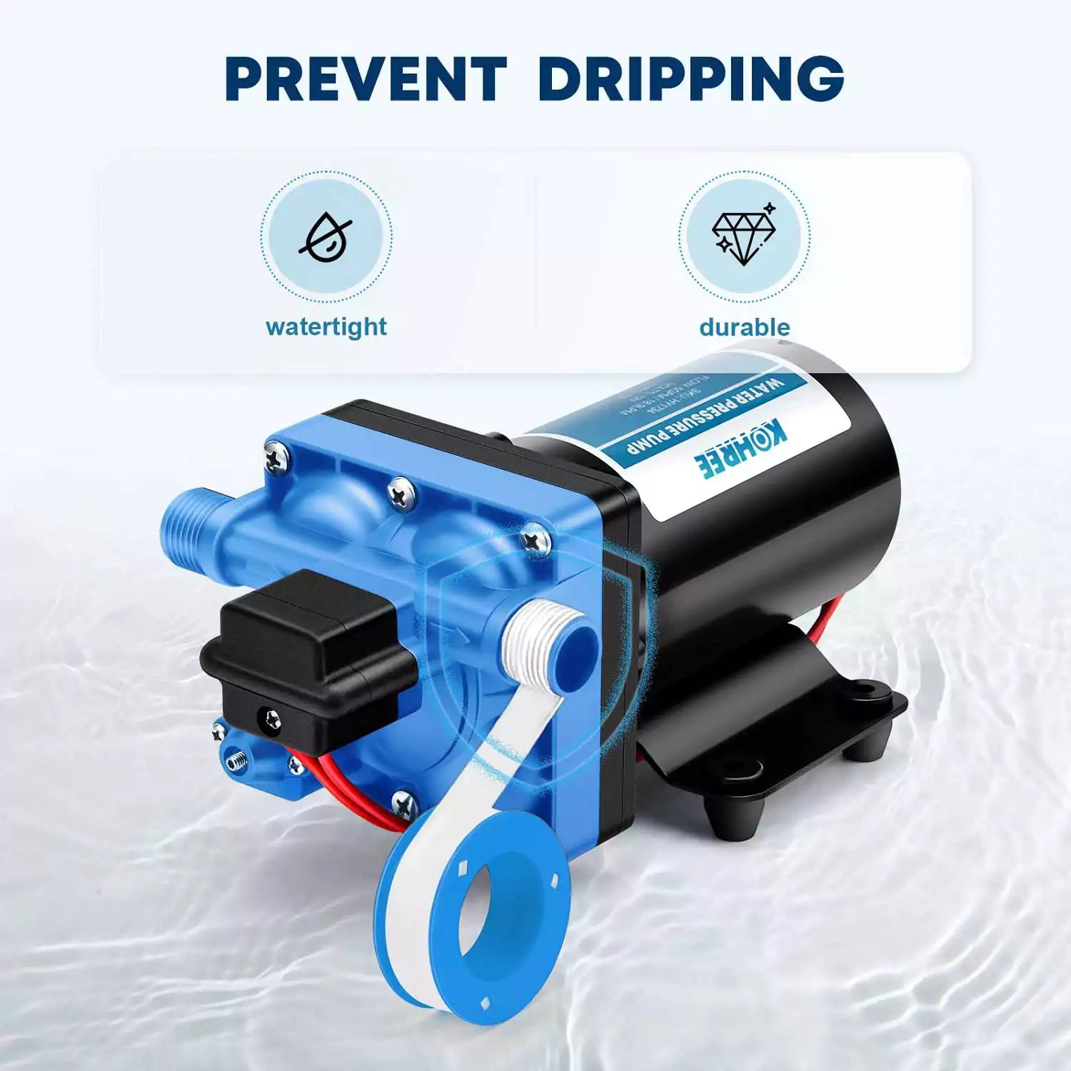 Prevent deipping design of water pump for an RV 3.5 gpm