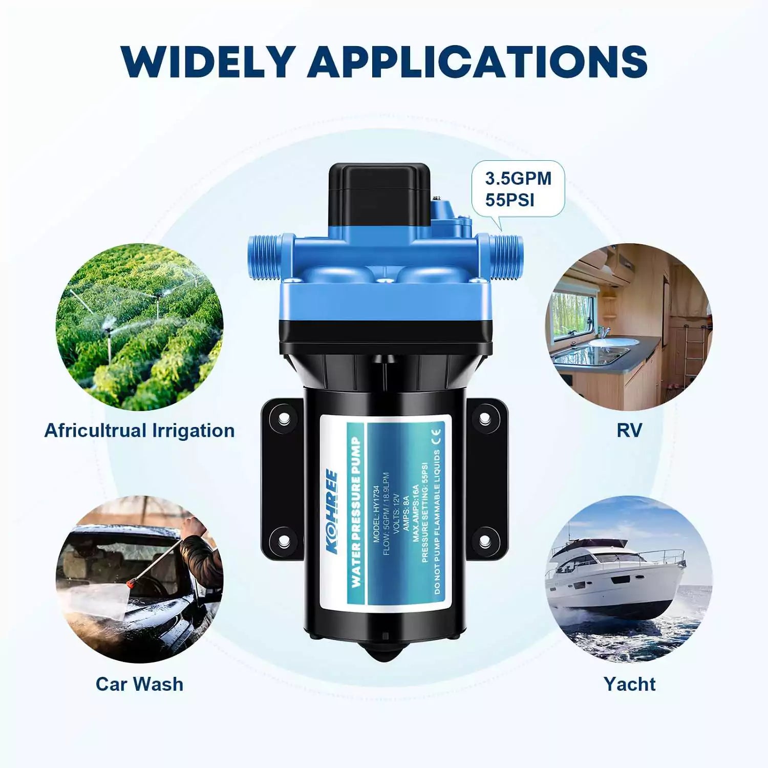 Widely applications of water pump in RV 3.5 gpm