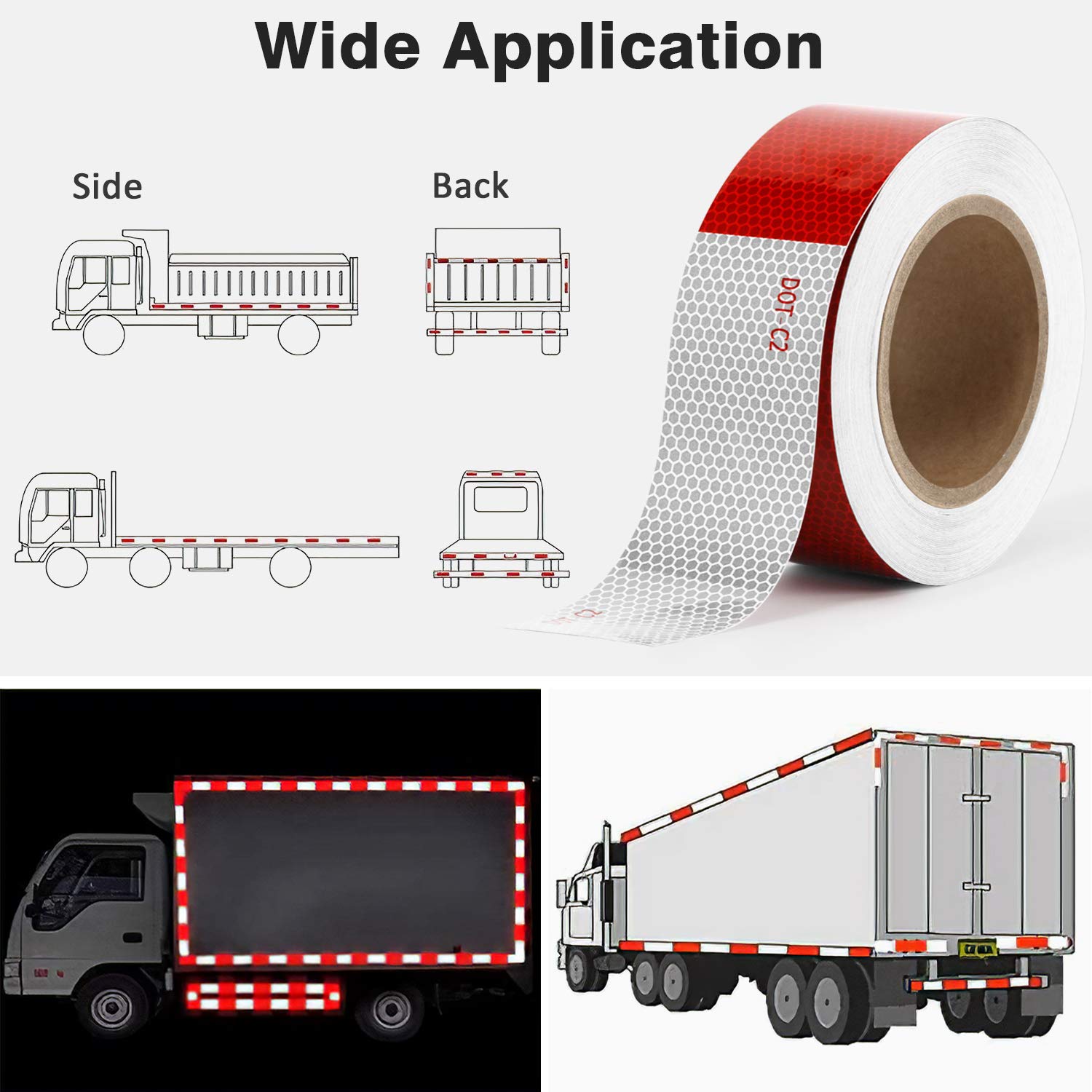 6 Red 6 White DOT C2 Reflective Tape for Truck - China DOT C2 Reflective  Tape, Reflective Tape DOT C2