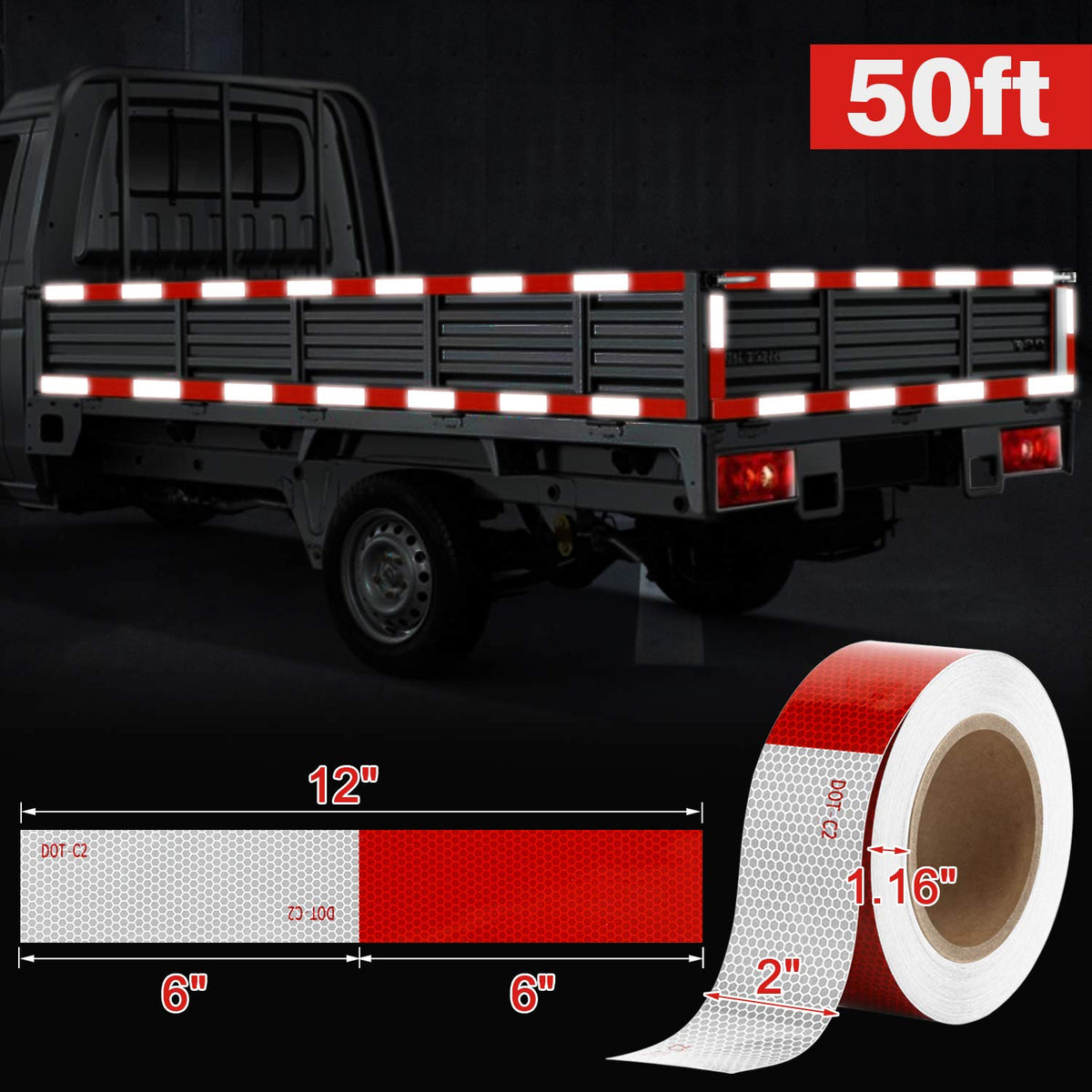 Kohree Trailer Reflective Tape | DOT C2 Red and White Reflective Tape